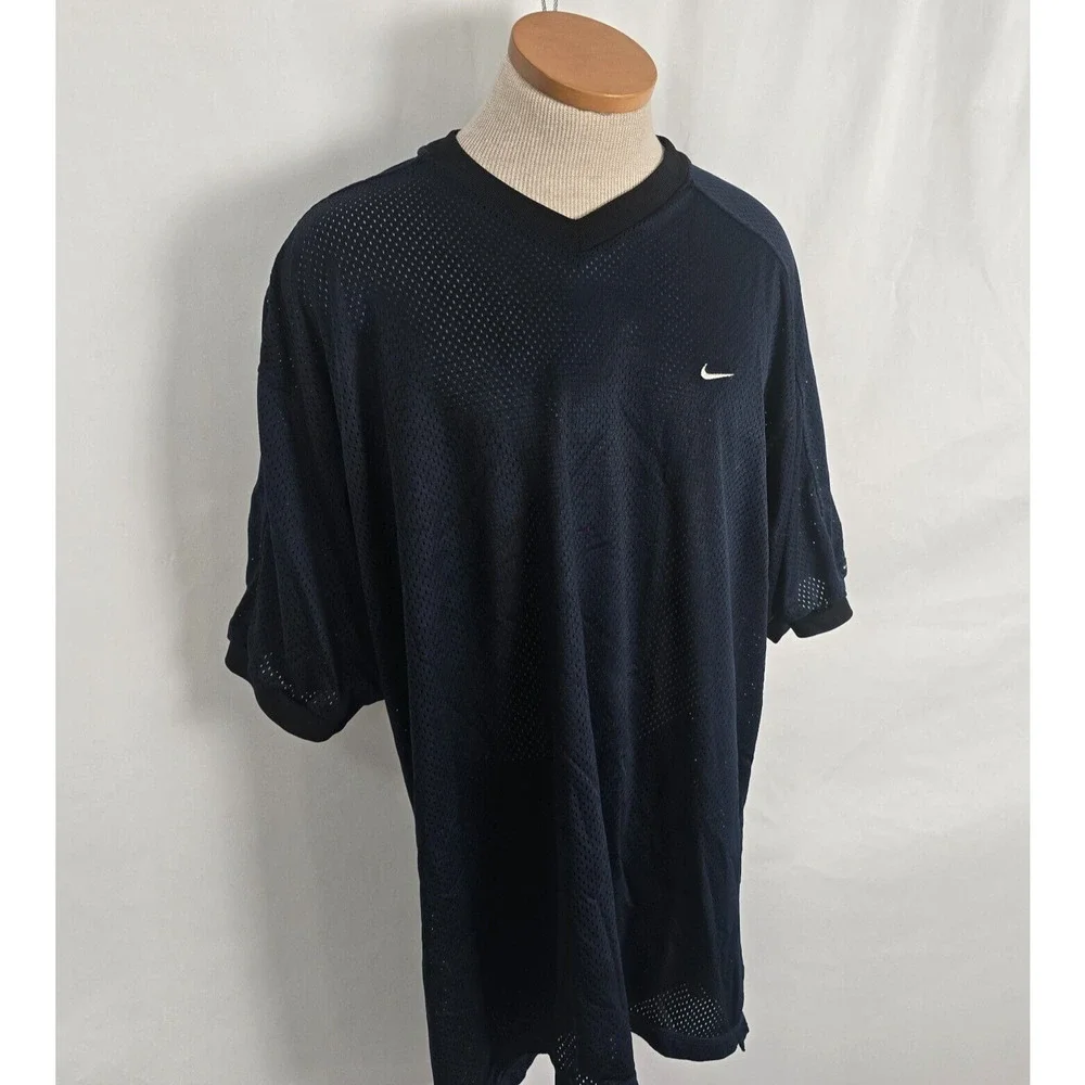 Nike Practice Jersey Men's L / XL Blue Mesh Overlay Short Sleeve Nike-Fit